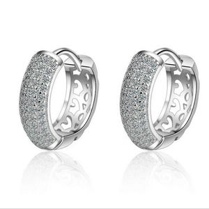 Huggie White Diamond Hoop Earrings